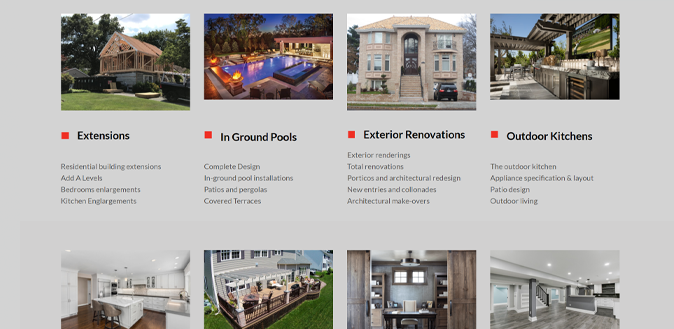 Architecture firm website types of projects webpage