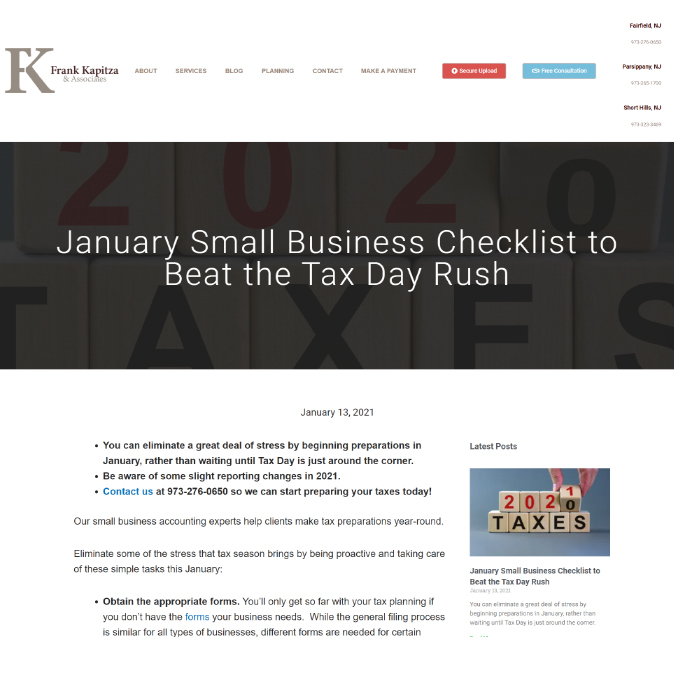 Tax blog on accountant website