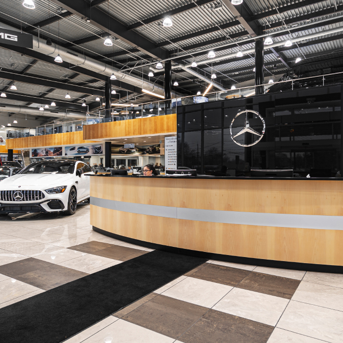 Mercedes car dealership front desk