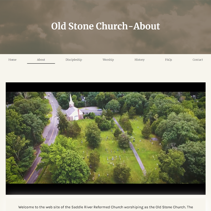 Church website aerial image of church and cemetery