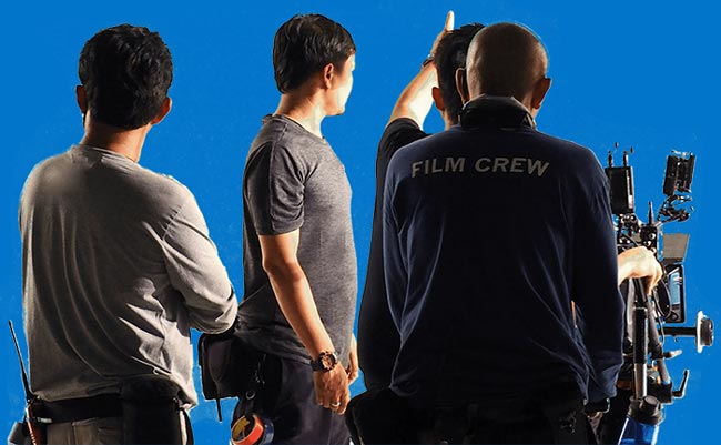 film crew working together to shoot a commercial